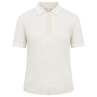 Rohnisch Ladies Classic Cable Polo Shirt Oatmeal