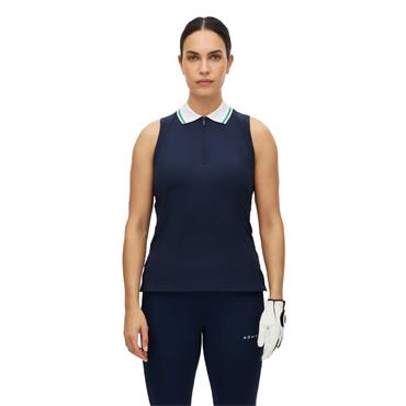Rohnisch Ladies Rib Sleeveless Polo Shirt Navy