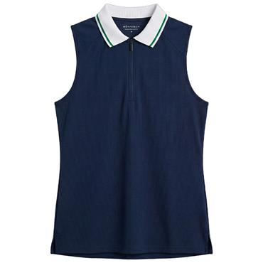 Rohnisch Ladies Rib Sleeveless Polo Shirt Navy