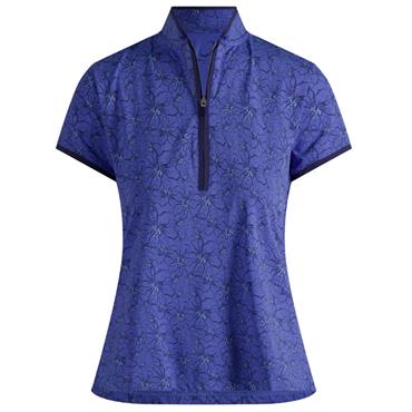 Zero Restriction Ladies Chole Cap Sleeve Zip Mock Neptune
