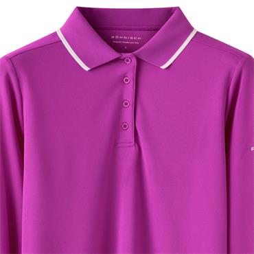 Rohnisch Ladies Miriam Long Sleeve Polo Shirt Purple Cactus Flower