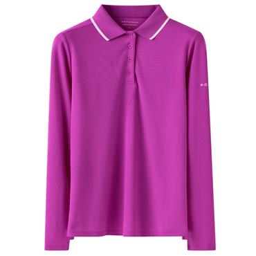 Rohnisch Ladies Miriam Long Sleeve Polo Shirt Purple Cactus Flower