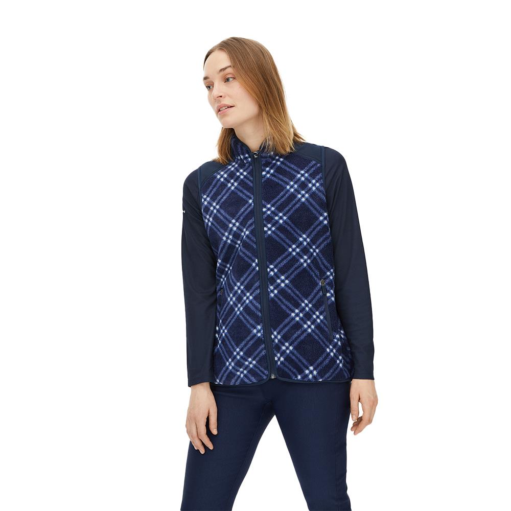 Rohnisch Ladies Joline Pile Vest Oversize Check Navy