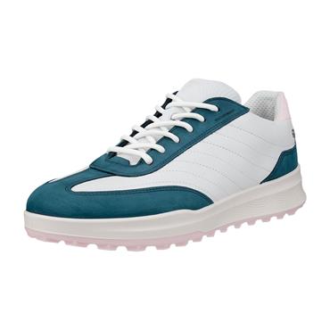 Ecco Ladies Golf Street Vibe Leather Waterproof Shoes Dark Petrol - White - Pale Lilac (61913)