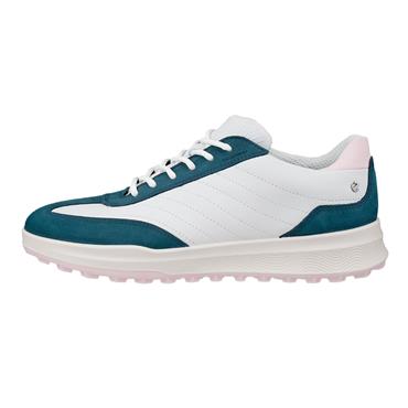 Ecco Ladies Golf Street Vibe Leather Waterproof Shoes Dark Petrol - White - Pale Lilac (61913)