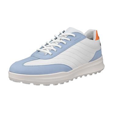 Ecco Ladies Golf Street Vibe Leather Waterproof Shoes Dusty Blue - White - Ibis (61923)