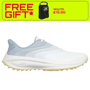 Skechers Ladies Slip-ins Golf Waterproof: Flow Spikeless Shoes White - Light Blue