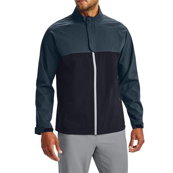 Under Armour Gents Elements Waterproof Rain Jacket Black - Mechanic Blue | Golf Store