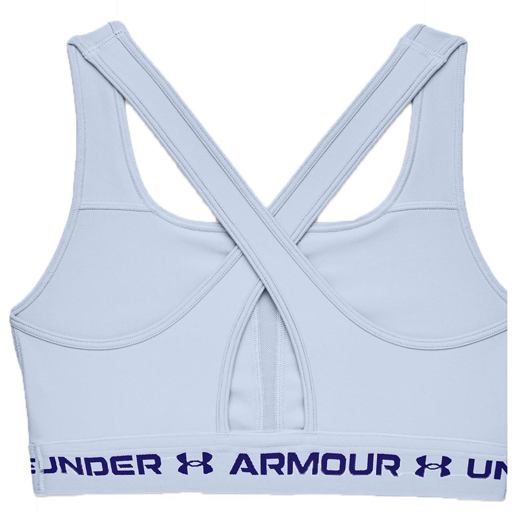 Under Armour Ladies Armour® Mid Crossback Sports Bra Blue Grey Golf Store