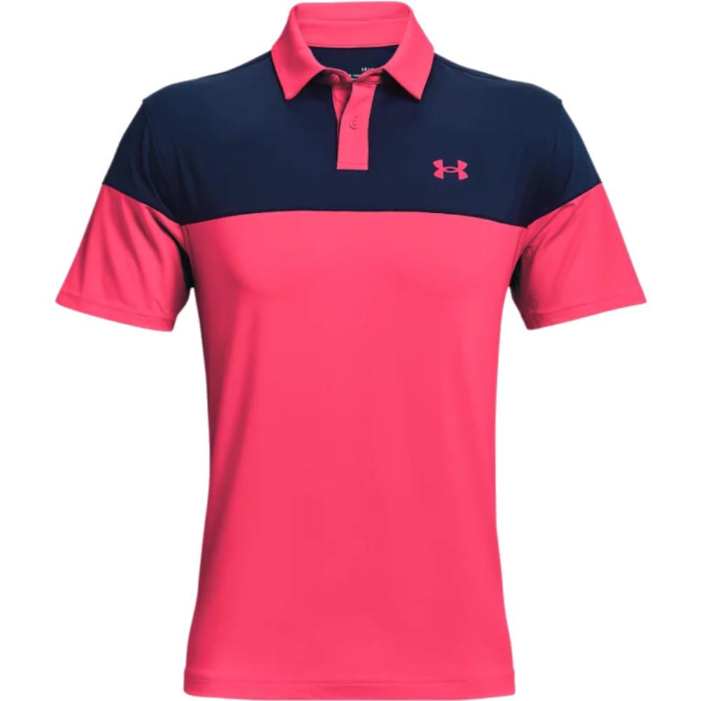 Under Armour Gents T2G Blocked Polo Shirt Pink 683 Golf Store