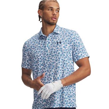 Under Armour Gents Playoff 3.0 Printed Polo Shirt White - Varsity Blue - Midnight Navy (123)