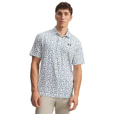 Under Armour Gents Playoff 3.0 Printed Polo Shirt White - Blue Wind - Midnight Navy (124)