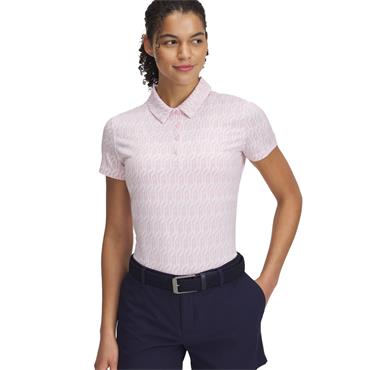 Under Armour Ladies Playoff 3.0 Printed Polo Shirt Prime Pink - White - Downpour Grey (647)