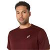 ASICS Gents Core Short Sleeve Top Dark Red Planet