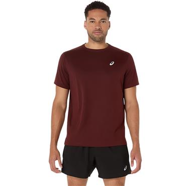 ASICS Gents Core Short Sleeve Top Dark Red Planet