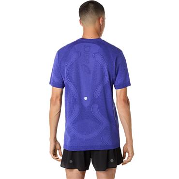 Asics Gents Road Seamless Short Sleeve Top Cobalt Burst - Eggplant