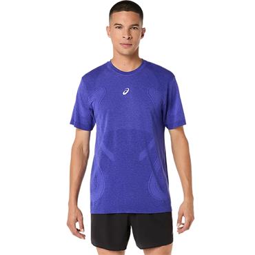 Asics Gents Road Seamless Short Sleeve Top Cobalt Burst - Eggplant