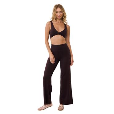 Gym+Coffee Ladies Soft Motion Wide Leg Legging Mocha Bean