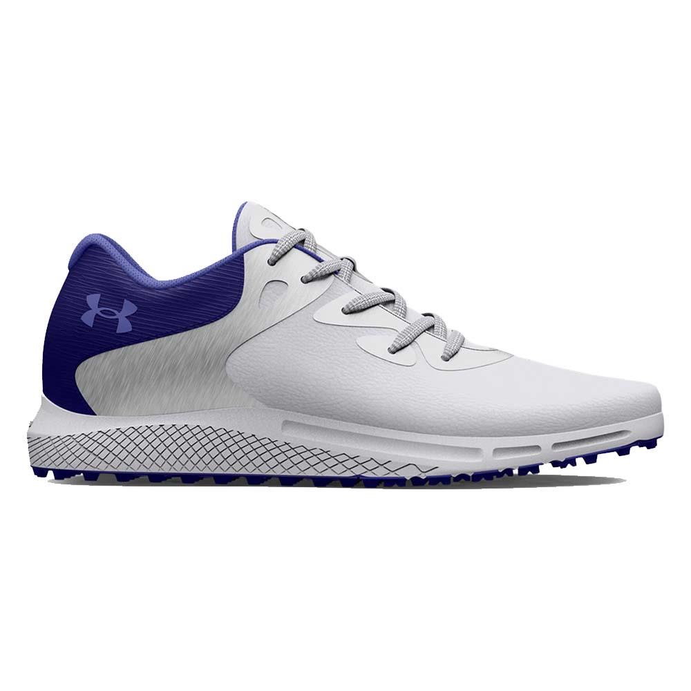 Under Armour Ladies Charged Breathe 2 Spikeless Shoes White Metallic