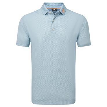 FootJoy Gents Wiggle Print Lisle Polo Shirt Blue Jay - Pistachio - White