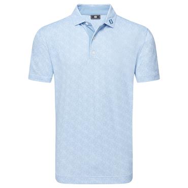 FootJoy Gents Speckle Print Pique Polo Shirt Blue Jay - White
