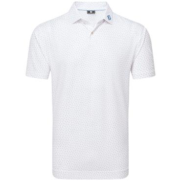 FootJoy Gents Bounce Print Pique Polo Shirt White - Orange - Blue