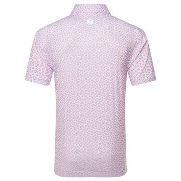 FootJoy Gents Floral Sketch Print Lisle Polo Shirt Pink - Lemonade - Skyway