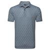 FootJoy Gents Floral Sketch Print Lisle Polo Shirt White - Navy