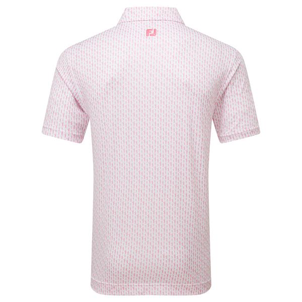 FootJoy Gents Figure Print Lisle Polo Shirt White Pink Lemonade