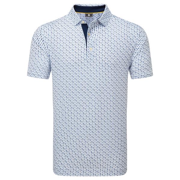 FootJoy Gents Figure Print Lisle Polo Shirt White Navy
