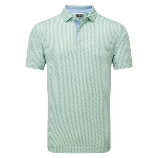 FootJoy Gents Figure Print Lisle Polo Shirt Pistachio Blue Jay