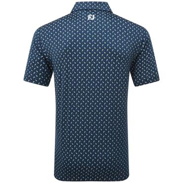 FootJoy Gents Flower Bud Foulard Lisle Polo Shirt Navy