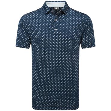 FootJoy Gents Flower Bud Foulard Lisle Polo Shirt Navy