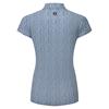 FootJoy Ladies Animal Print Cap Sleeve Lisle Polo Shirt Skyway - White - Navy