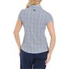 FootJoy Ladies Animal Print Cap Sleeve Lisle Polo Shirt Skyway - White - Navy