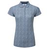 FootJoy Ladies Animal Print Cap Sleeve Lisle Polo Shirt Skyway - White - Navy