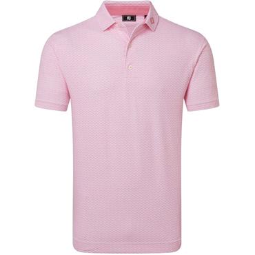 FootJoy Gents Scallop Geo Pique Polo Shirt Pink Pop