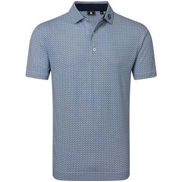 FootJoy Gents Scallop Geo Pique Polo Shirt Navy
