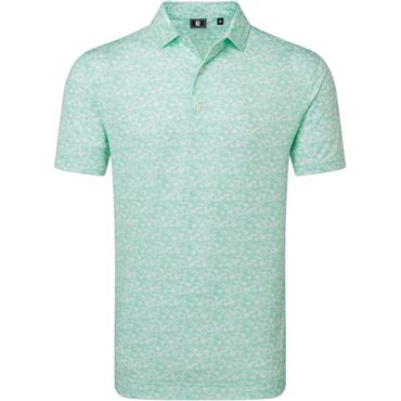 FootJoy Gents Hidden Palm P Lisle Polo Shirt Sea Glass White