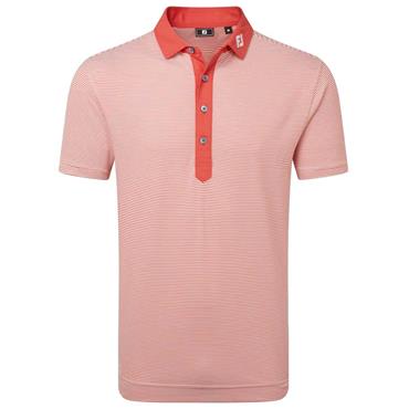FootJoy Gents Feeder Stripe Pique Polo Shirt Nantucket Red
