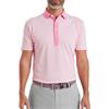 FootJoy Gents Feeder Stripe Pique Polo Shirt Pink Pop