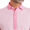 FootJoy Gents Feeder Stripe Pique Polo Shirt Pink Pop