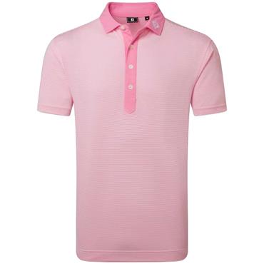 FootJoy Gents Feeder Stripe Pique Polo Shirt Pink Pop