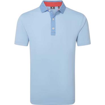 FootJoy Gents Star Geo Trim Pique Polo Shirt Chambray Coastal Blue