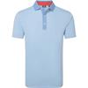 FootJoy Gents Star Geo Trim Pique Polo Shirt Chambray Coastal Blue