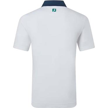 FootJoy Gents Star Geo Trim Pique Polo Shirt White - Navy