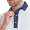 FootJoy Gents Star Geo Trim Pique Polo Shirt White - Navy
