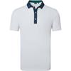 FootJoy Gents Star Geo Trim Pique Polo Shirt White - Navy