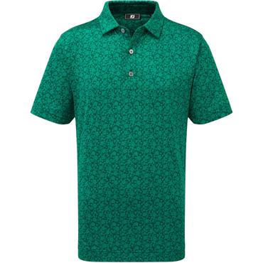 FootJoy Junior Painted Floral Lisle Polo Shirt Field Green