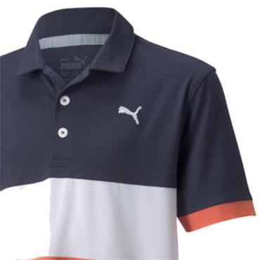Puma Junior - Boys Cloudspun Highway Polo Navy Blazer - Hot Coral